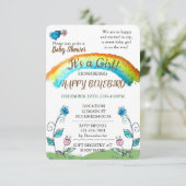 Happy Blue Bird Baby Dusche Einladung (Stehend Vorderseite)