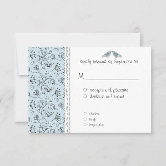 Happy Blue Birds UAWG Response erschwinglich RSVP Karte (Vorderseite)