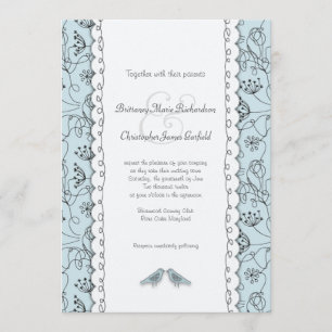 Happy Blue Birds Wedle Doodle Trendy Budget Einladung
