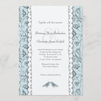 Happy Blue Birds Wedle Doodle Trendy Budget Einladung