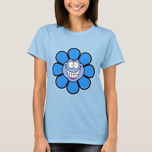Happy Blue Blume T - Shirt (Vorderseite)