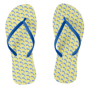 Happy Blue Dolphin, Niedlicher tropischer Cartoon Badesandalen