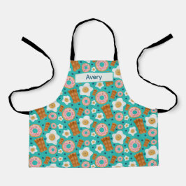 Happy Blue Eggs Bacon Donuts Pastel Schürze