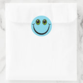 Happy Blue Emoji Face Runder Aufkleber (Tasche)