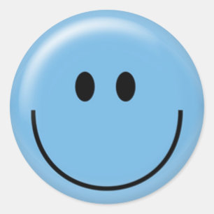 Happy blue face runder aufkleber