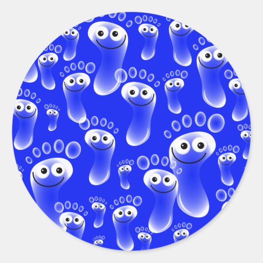 Happy Blue Feet Runder Aufkleber (Vorderseite)