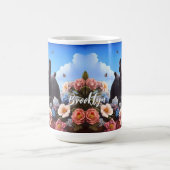 Happy Blue French Bulldog & Blume Kaffeetasse (Mittel)