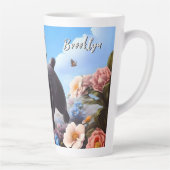 Happy Blue French Bulldog & Blume Milchtasse (Rechts)