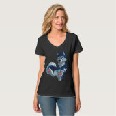 Happy Blue Husky T-Shirt (Vorderseite Vollansicht)