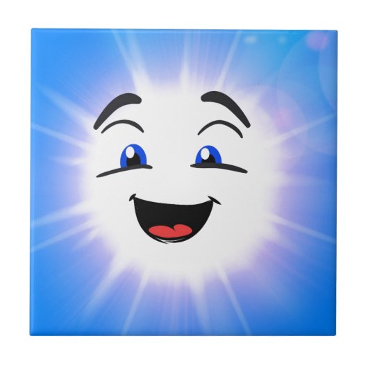 Happy Blue-Man-Gesicht Fliese (Vorderseite)