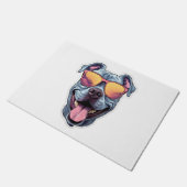 Happy Blue Pitbull mit Sonnenbrille Fußmatte (Schrägansicht)