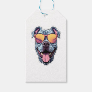 Happy Blue Pitbull mit Sonnenbrille Geschenkanhänger