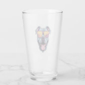 Happy Blue Pitbull mit Sonnenbrille Glas (Rückseite)
