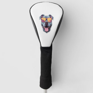 Happy Blue Pitbull mit Sonnenbrille Golf Headcover