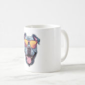 Happy Blue Pitbull mit Sonnenbrille Kaffeetasse (VorderseiteRechts)