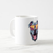 Happy Blue Pitbull mit Sonnenbrille Kaffeetasse (Vorderseite Links)
