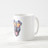 Happy Blue Pitbull mit Sonnenbrille Kaffeetasse (VorderseiteRechts)
