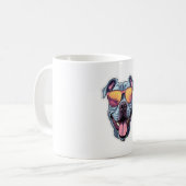 Happy Blue Pitbull mit Sonnenbrille Kaffeetasse (Vorderseite Links)