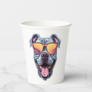 Happy Blue Pitbull mit Sonnenbrille Pappbecher