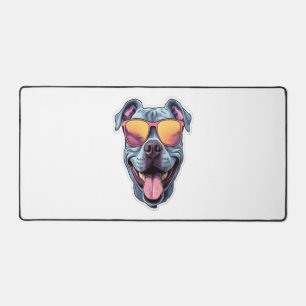 Happy Blue Pitbull mit Sonnenbrille Schreibtischunterlage