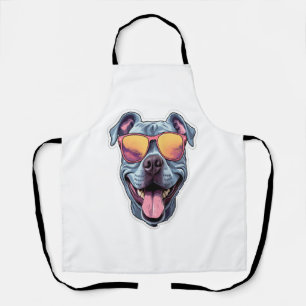 Happy Blue Pitbull mit Sonnenbrille Schürze