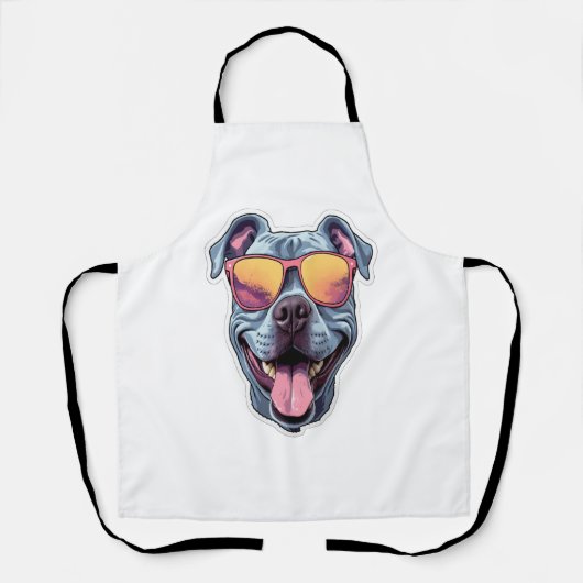 Happy Blue Pitbull mit Sonnenbrille Schürze (Vorderseite)
