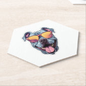Happy Blue Pitbull mit Sonnenbrille Untersetzer (angewinkelt)