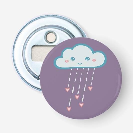 Happy Blue Rain Cloud Rain Rain rosa Herzen Flaschenöffner (Vorderseite)