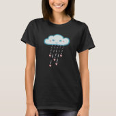 Happy Blue Rain Cloud Regen rosa Herzen T-Shirt (Vorderseite)