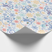 Happy Blue Snowmen Geschenkpapier (Ecke)