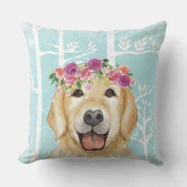 Happy Blume Animal in Blue Forest-Dog Retriever Kissen