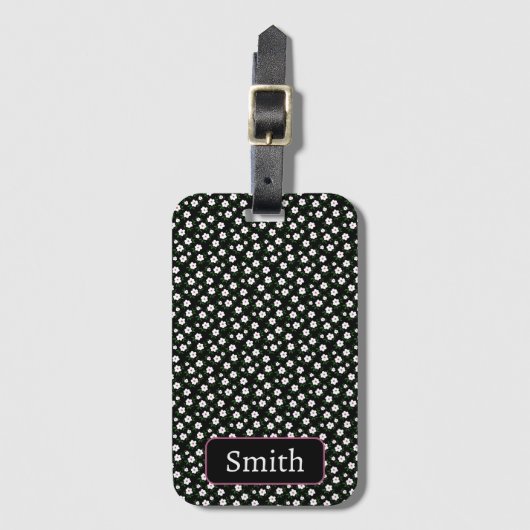 Happy Blume Black Gepäckanhänger (Vorderseite Vertikal)