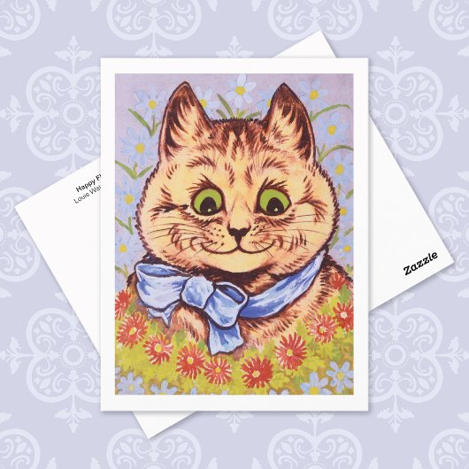 Happy Blume Cat Louis Wain Postkarte