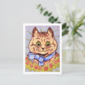 Happy Blume Cat Louis Wain Postkarte (Stehend Vorderseite)