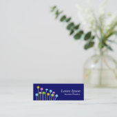 Happy Blume (Dark Blue) Mini Visitenkarte (Stehend Vorderseite)