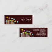 Happy Blume (Dunkelbraun) Mini Visitenkarte (Vorne/Hinten)