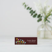 Happy Blume (Dunkelbraun) Mini Visitenkarte (Stehend Vorderseite)