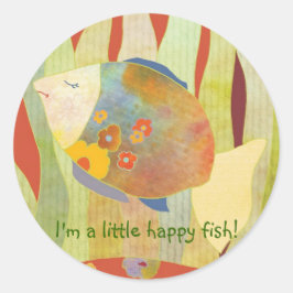 Happy Blume Fish Runder Aufkleber