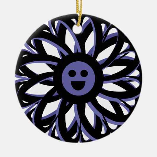 Happy Blume Freundlichkeit Ornament - Blau (Vorne)