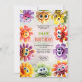 Happy Blume Geburtstagsparty Einladung (Vorderseite)