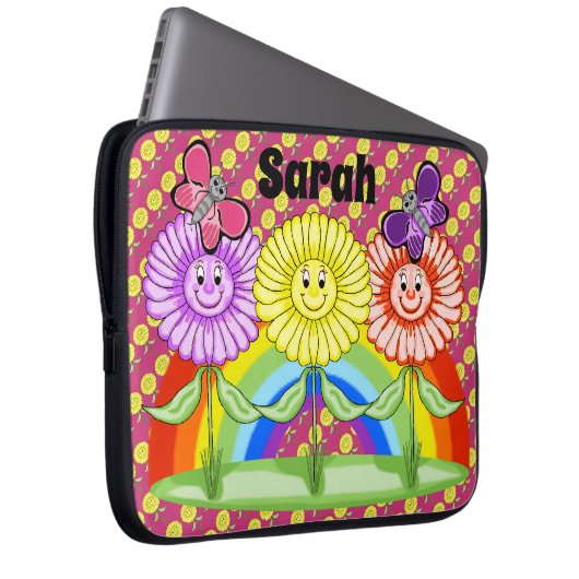 Happy Blume Notebook-Case Laptopschutzhülle (Vorne Rechts)