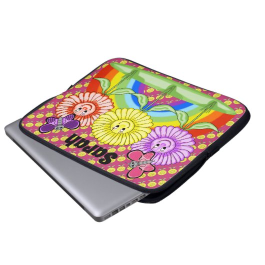 Happy Blume Notebook-Case Laptopschutzhülle (Vorne Knopf)