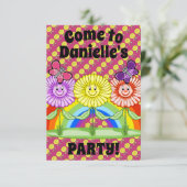 Happy Blume Party Einladung (Stehend Vorderseite)