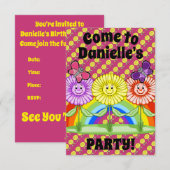 Happy Blume Party Einladung (Vorne/Hinten)