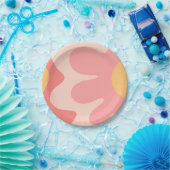 Happy Blume Retro 60er Rosa und Gelb Pappteller (Party)