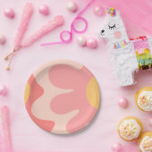 Happy Blume Retro 60er Rosa und Gelb Pappteller (Party)