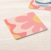 Happy Blume Retro 60er Rosa und Gelb Rechteckiger Pappuntersetzer (angewinkelt)