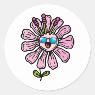 Happy Blume Runder Aufkleber