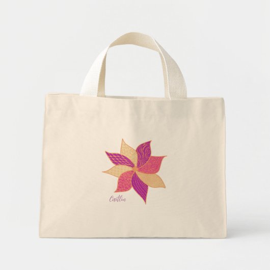 Happy Blume Tote Bag Mini Stoffbeutel (Vorne)