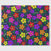 Happy Blume Wiederholung des Namens Geburtstag Rol Geschenkpapier (Flach)